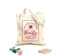 AILOONG Christmas commemorative quotes Your wings are ready but our hearts are not Flat Tape Handle Tote Bag 340g/m² thick fabric Replaces school bag