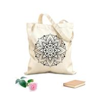 AILOONG circle pattern in the form of mandala Flat Tape Handle Tote Bag 12 oz thick fabric Replaces school bag 25x30cm Small
