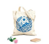 AILOONG circular nature featuring mountains sun stars water trees and foliage in a stylized design Canvas Wine Gift Bag 340g/m² thick fabric Matches clothing