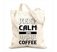 AILOONG coffee keep calm and drink coffee Flat Tape Handle Tote Bag 12 oz thick fabric Replaces school bag 31x36cm Medium