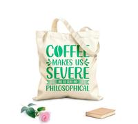 AILOONG coffee makes us severe and the grave and philosophical Flat Tape Handle Tote Bag 340g/m² thick fabric Replaces school bag