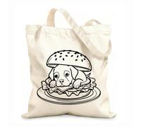 AILOONG Coloring Book Line Art Hamburger Bun With Lettuce Cotton Canvas Shoulder Bags 12 oz thick fabric Uses as a tool bag 31x36cm Medium