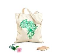 AILOONG Cotton Canvas Shopping Bag Abstract Africa Continent Map Animal Zebra 340g/m² thick fabric Uses as a gift bag