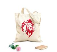 AILOONG Cotton Canvas Shopping Bag Abstract Lion King Head African Predator 340g/m² thick fabric Uses as a gift bag