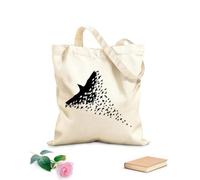 AILOONG Cotton Canvas Shopping Bag Abstract Raven Birds Patterns Gothic Style 12 oz thick fabric Uses as a gift bag 35x40cm Large