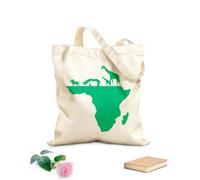 AILOONG Cotton Canvas Shopping Bag Africa Continent Map Animals Lion Rhinoceros Giraffe 340g/m² thick fabric Uses as a gift bag