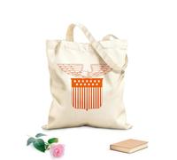AILOONG Cotton Canvas Shopping Bag American Eagle Flag Patriotic 340g/m² thick fabric Uses as a gift bag