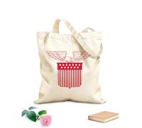 AILOONG Cotton Canvas Shopping Bag American Eagle Flag Patriotic 340g/m² thick fabric Uses as a gift bag