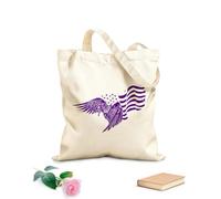 AILOONG Cotton Canvas Shopping Bag American Flag Symbol Flying Eagle Patriot 340g/m² thick fabric Uses as a gift bag
