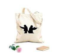 AILOONG Cotton Canvas Shopping Bag American Soldiers Military Army Weapons 12 oz thick fabric Uses as a gift bag 35x40cm Large