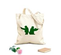 AILOONG Cotton Canvas Shopping Bag American Soldiers Military Army Weapons 340g/m² thick fabric Uses as a gift bag