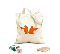 AILOONG Cotton Canvas Shopping Bag American Soldiers Military Army Weapons 340g/m² thick fabric Uses as a gift bag