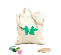 AILOONG Cotton Canvas Shopping Bag American Soldiers Military Army Weapons 340g/m² thick fabric Uses as a gift bag