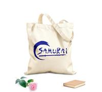 AILOONG Cotton Canvas Shopping Bag Asian Samurai Japanese Warriors Lettering Katana 340g/m² thick fabric Uses as a gift bag