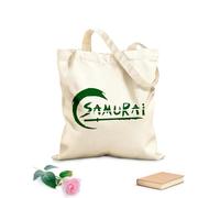 AILOONG Cotton Canvas Shopping Bag Asian Samurai Japanese Warriors Lettering Katana 340g/m² thick fabric Uses as a gift bag