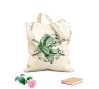 AILOONG Cotton Canvas Shopping Bag Asian Style Japanese Koi Carp Fish Swords 340g/m² thick fabric Uses as a gift bag