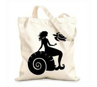 AILOONG Cotton Canvas Shopping Bag Bathroom Mermaid Fantasy Marine Sea Turtle Shell 12 oz thick fabric Uses as a gift bag 31x36cm Medium