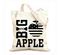 AILOONG Cotton Canvas Shopping Bag Big Apple NY American 12 oz thick fabric Uses as a gift bag 25x30cm Small