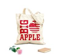 AILOONG Cotton Canvas Shopping Bag Big Apple NY American 340g/m² thick fabric Uses as a gift bag