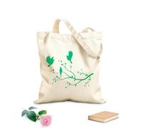 AILOONG Cotton Canvas Shopping Bag Birds on Branch Animal Blooming Tree 340g/m² thick fabric Uses as a gift bag
