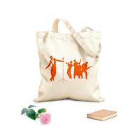 AILOONG Cotton Canvas Shopping Bag Blues Jazz Band Club Musical Instruments 340g/m² thick fabric Uses as a gift bag