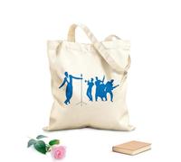 AILOONG Cotton Canvas Shopping Bag Blues Jazz Band Club Musical Instruments 340g/m² thick fabric Uses as a gift bag