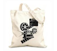 AILOONG Cotton Canvas Shopping Bag Camera Cinema Movie Hollywood 12 oz thick fabric Uses as a gift bag 25x30cm Small