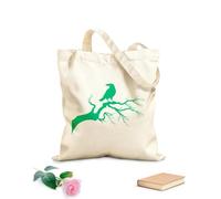 AILOONG Cotton Canvas Shopping Bag Crow On Tree Branch Gothic Style Raven 340g/m² thick fabric Uses as a gift bag