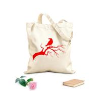 AILOONG Cotton Canvas Shopping Bag Crow On Tree Branch Gothic Style Raven 340g/m² thick fabric Uses as a gift bag