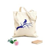 AILOONG Cotton Canvas Shopping Bag Crow On Tree Branch Gothic Style Raven 340g/m² thick fabric Uses as a gift bag