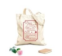 AILOONG Cotton Canvas Shopping Bag Dance, Love, Sing, Live Like Heaven on Earth 340g/m² thick fabric Uses as a gift bag