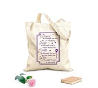 AILOONG Cotton Canvas Shopping Bag Dance, Love, Sing, Live Like Heaven on Earth 340g/m² thick fabric Uses as a gift bag