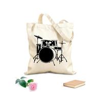 AILOONG Cotton Canvas Shopping Bag Drum Kit Drummer Music Musician Musical Instrument 12 oz thick fabric Uses as a gift bag 25x30cm Small