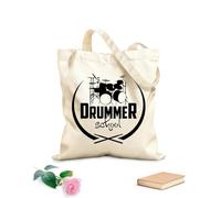 AILOONG Cotton Canvas Shopping Bag Drum Set Drummer School Logo Music 12 oz thick fabric Uses as a gift bag 25x30cm Small