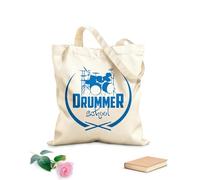 AILOONG Cotton Canvas Shopping Bag Drum Set Drummer School Logo Music 340g/m² thick fabric Uses as a gift bag