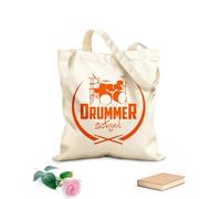 AILOONG Cotton Canvas Shopping Bag Drum Set Drummer School Logo Music 340g/m² thick fabric Uses as a gift bag
