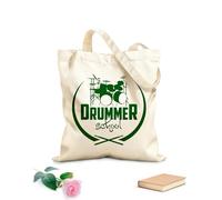 AILOONG Cotton Canvas Shopping Bag Drum Set Drummer School Logo Music 340g/m² thick fabric Uses as a gift bag