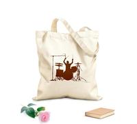 AILOONG Cotton Canvas Shopping Bag Drummer Drums Music Musician Musical 340g/m² thick fabric Uses as a gift bag