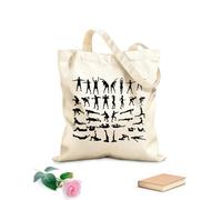 AILOONG Cotton Canvas Shopping Bag Exercise Silhouette Trains Set Icons Gymnastics Sport 12 oz thick fabric Uses as a gift bag 25x30cm Small