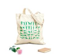 AILOONG Cotton Canvas Shopping Bag Exercise Silhouette Trains Set Icons Gymnastics Sport 340g/m² thick fabric Uses as a gift bag