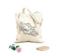 AILOONG Cotton Canvas Shopping Bag Fighters Shark Cartoon Children's Airplane 12 oz thick fabric Uses as a gift bag 25x30cm Small