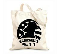 AILOONG Cotton Canvas Shopping Bag Firefighter September Memorial Patriot Day 12 oz thick fabric Uses as a gift bag 35x40cm Large