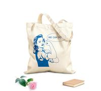 AILOONG Cotton Canvas Shopping Bag Girl Power Woman Strength Phrase We Can Do It 340g/m² thick fabric Uses as a gift bag