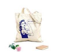 AILOONG Cotton Canvas Shopping Bag Girl Power Woman Strength Phrase We Can Do It 340g/m² thick fabric Uses as a gift bag