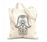AILOONG Cotton Canvas Shopping Bag God's Hand Hamsa Amulet Judaism 12 oz thick fabric Uses as a gift bag 31x36cm Medium