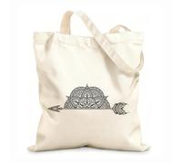 AILOONG Cotton Canvas Shopping Bag Half Mandala Arrow Symbol Ethnic Floral Symbol 12 oz thick fabric Uses as a gift bag 35x40cm Large