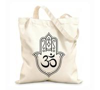 AILOONG Cotton Canvas Shopping Bag Hamsa God's Hand Amulet Judaism Talisman Zen 12 oz thick fabric Uses as a gift bag 31x36cm Medium