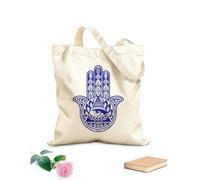 AILOONG Cotton Canvas Shopping Bag Hamsa Hand Protective Talisman Amulet 340g/m² thick fabric Uses as a gift bag