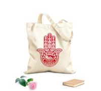 AILOONG Cotton Canvas Shopping Bag Hamsa Hand Protective Talisman Amulet 340g/m² thick fabric Uses as a gift bag