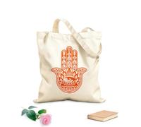 AILOONG Cotton Canvas Shopping Bag Hamsa Hand Protective Talisman Amulet 340g/m² thick fabric Uses as a gift bag